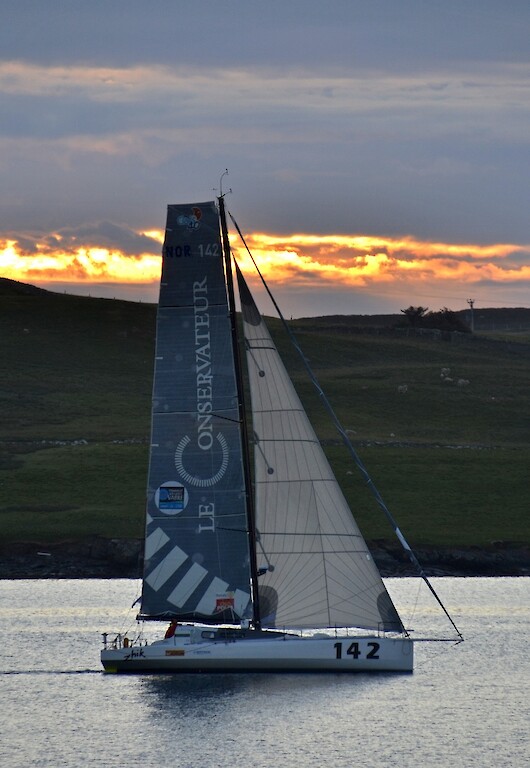 Solo 2 arriving at Lerwick Harbour. Photo by Ryan Leith