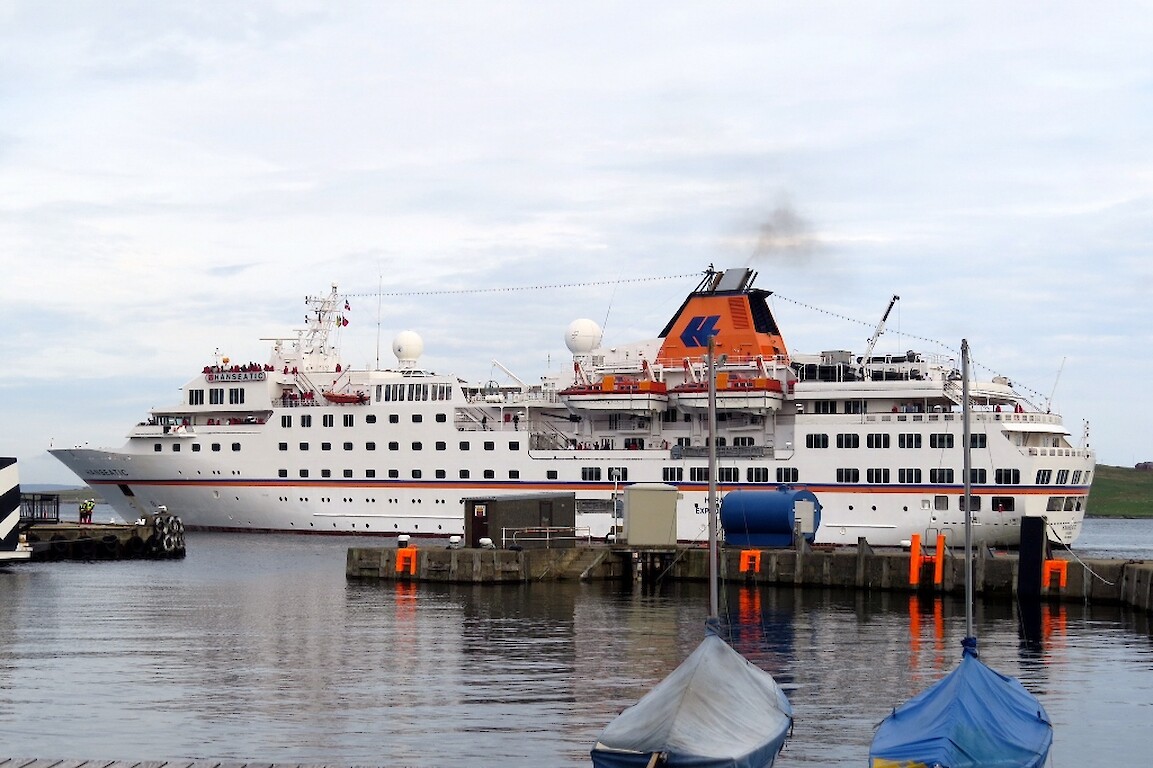 Hanseatic seen on arrival at Port of Lerwick. Credit: Lerwick Port Authority.