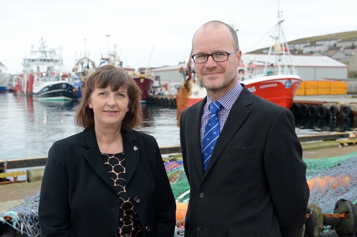 Sandra Laurenson, Chief Executive of Lerwick Port Authority (left) and David Nicolson, SME Banking Relationship Manager, Bank of Scotland, at Lerwick Harbour