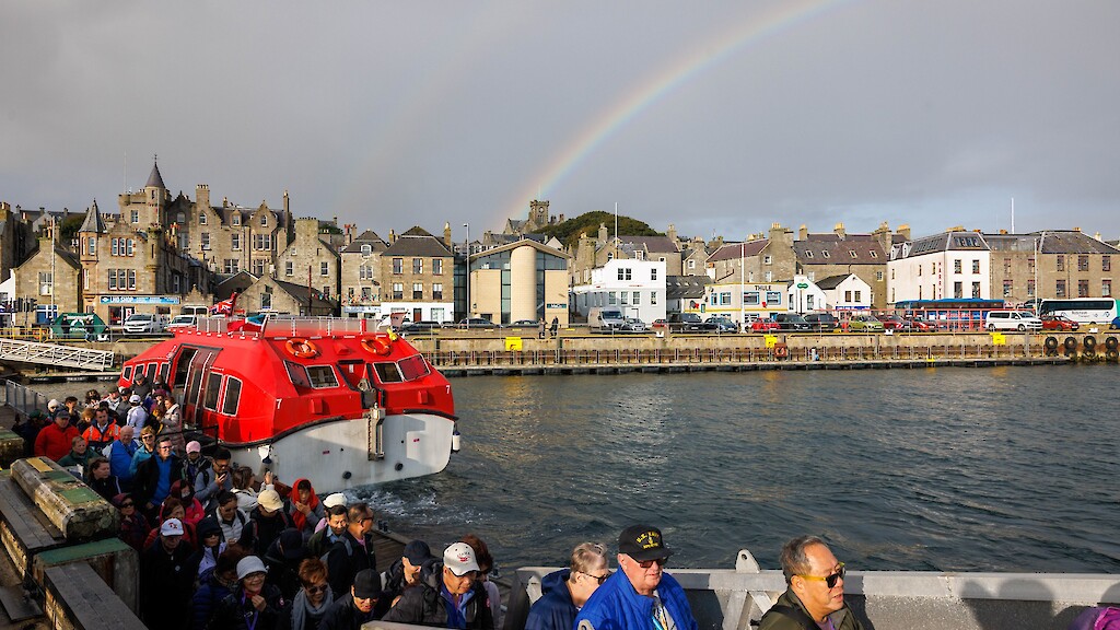 Norwegian Getaway, the largest cruise ship to visit Lerwick this season. Photos by Dave Donaldson and Ben Mullay.