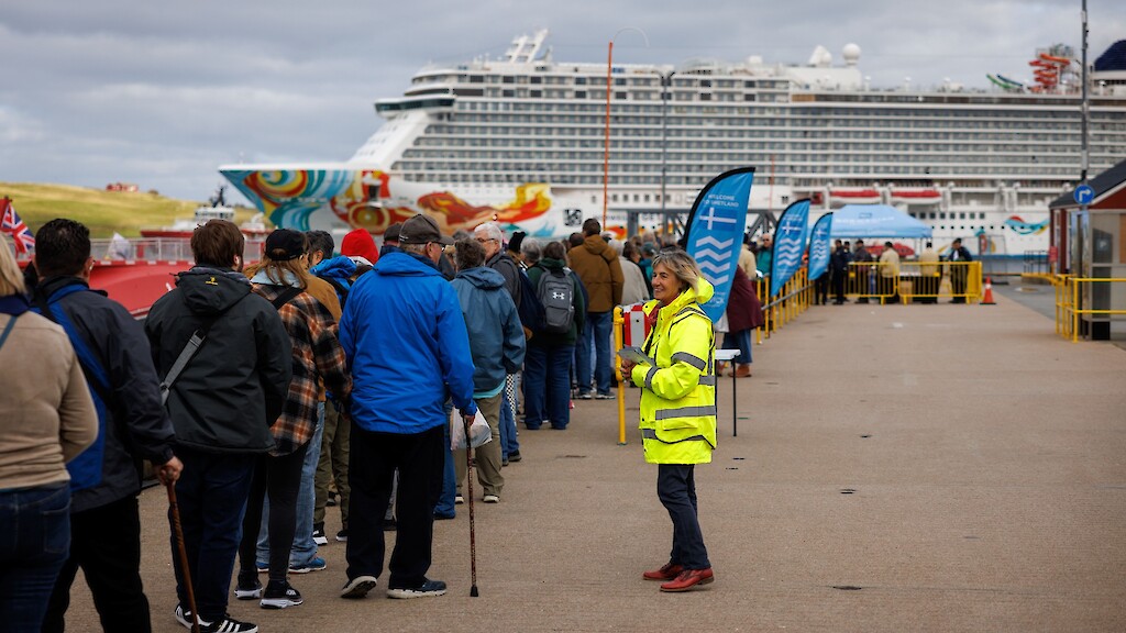Norwegian Getaway, the largest cruise ship to visit Lerwick this season. Photos by Dave Donaldson and Ben Mullay.