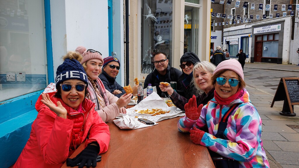 Norwegian Getaway, the largest cruise ship to visit Lerwick this season. Photos by Dave Donaldson and Ben Mullay.