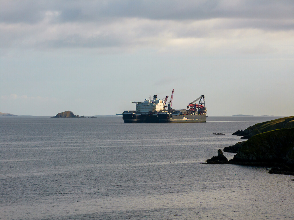 Pioneering Spirit arriving at Dales Voe, Lerwick Harbour