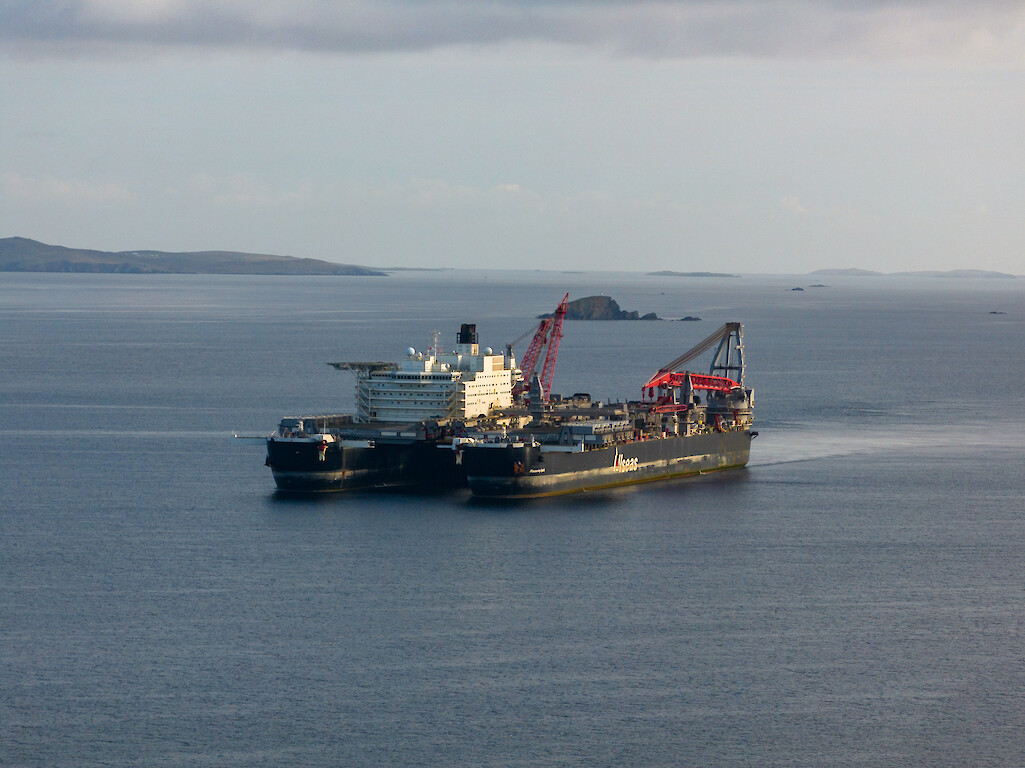 Pioneering Spirit arriving at Dales Voe, Lerwick Harbour